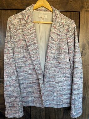 Massimo Dutti Multicolored Tweed Blazer in Pink and Gray